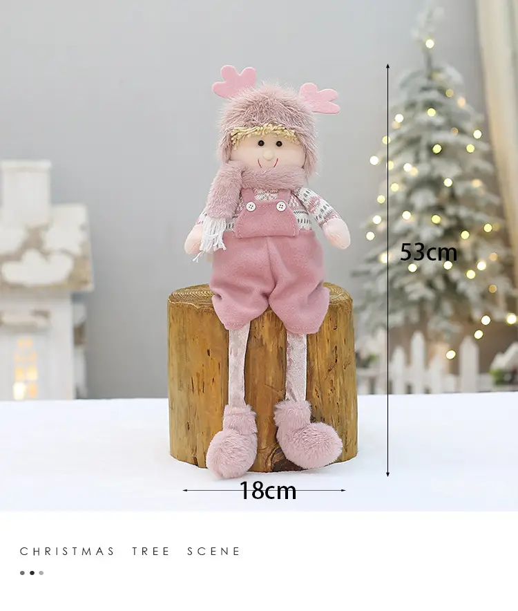 Pink Faux Fur Christmas Doll with Antlers for Boys Girls — feature 5