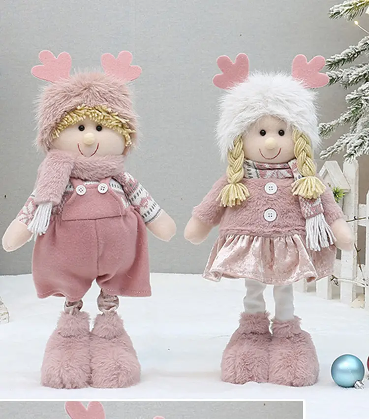 Pink Faux Fur Christmas Doll with Antlers for Boys Girls — feature 6