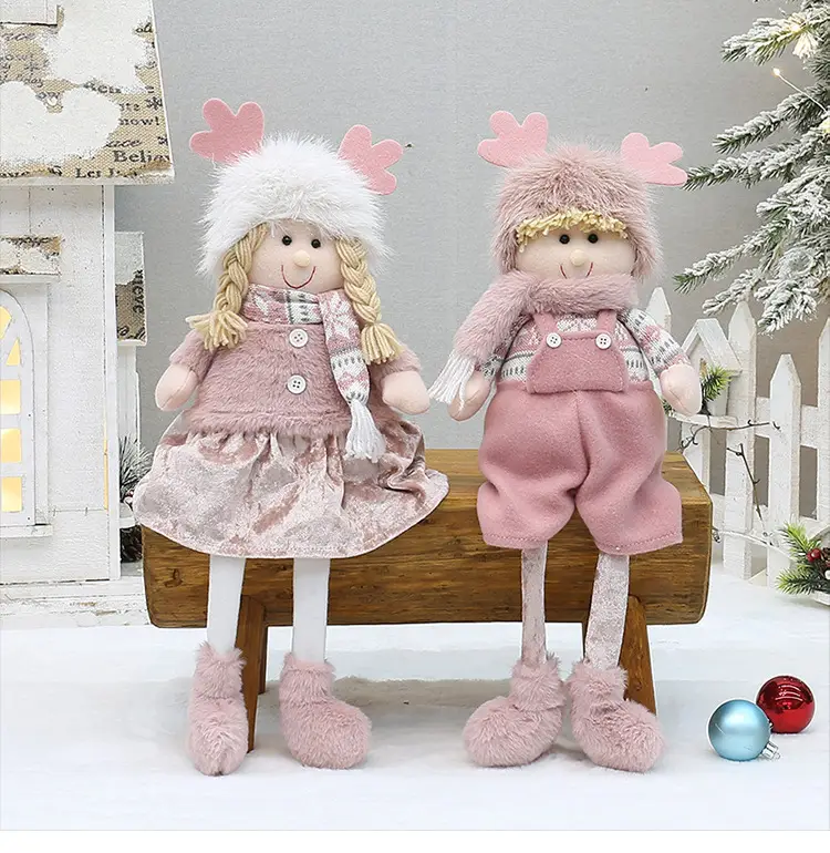 Pink Faux Fur Christmas Doll with Antlers for Boys Girls — feature 8