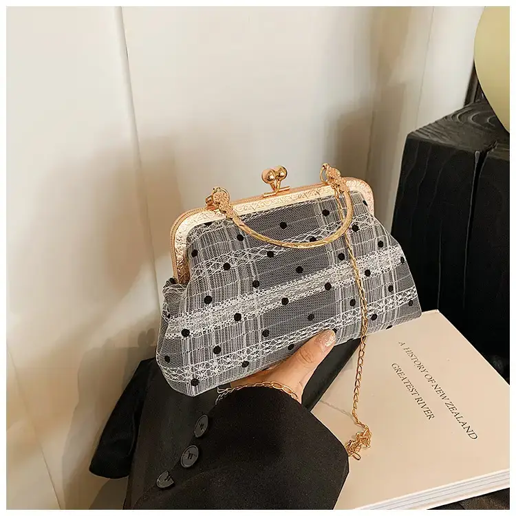 Women's Shell Bag with Chain & Wave Point Design - Image 5