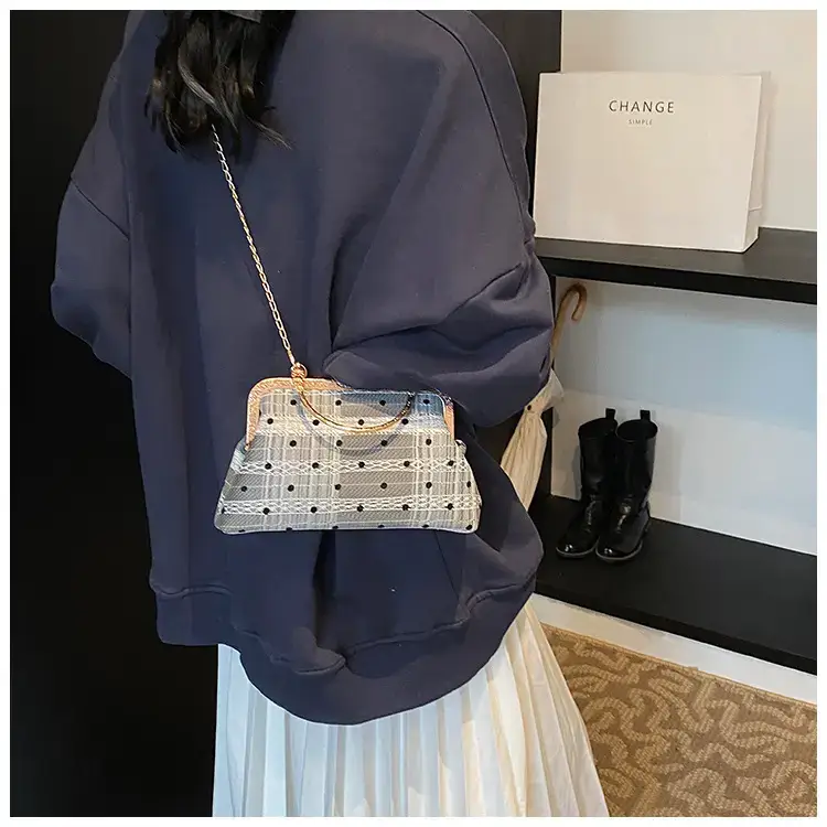 Women's Shell Bag with Chain & Wave Point Design — feature 14