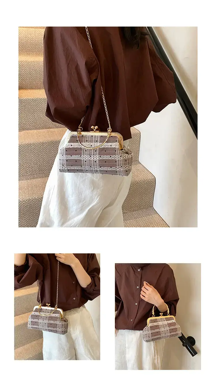 Women's Shell Bag with Chain & Wave Point Design — feature 22