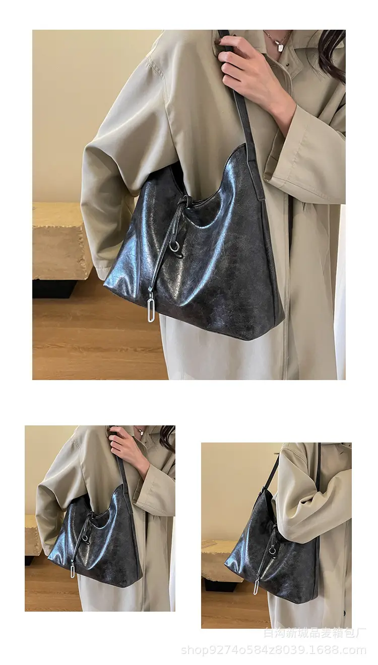 Korean Style Brown Leather Commuter Shoulder Bag for Women — feature 11