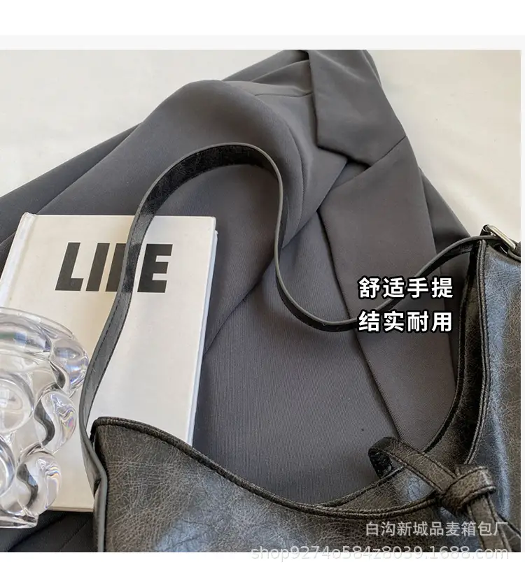 Korean Style Brown Leather Commuter Shoulder Bag for Women — feature 4