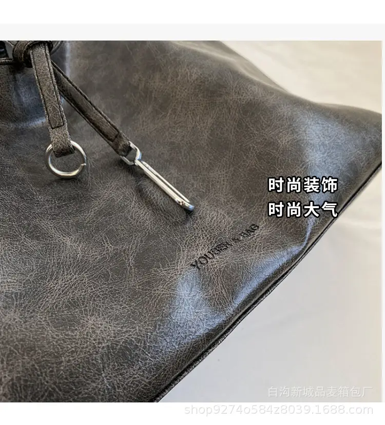 Korean Style Brown Leather Commuter Shoulder Bag for Women — feature 6