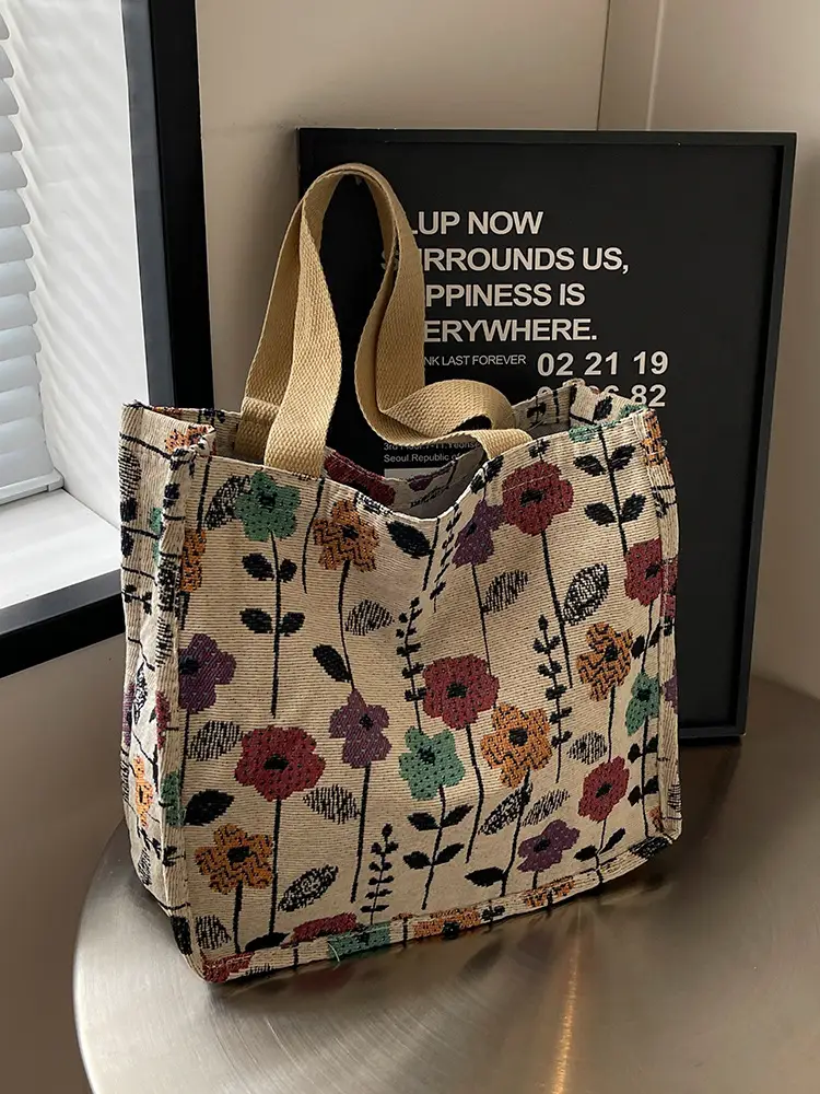 Large Floral Print Commuter Tote Bag for Women - Image 8