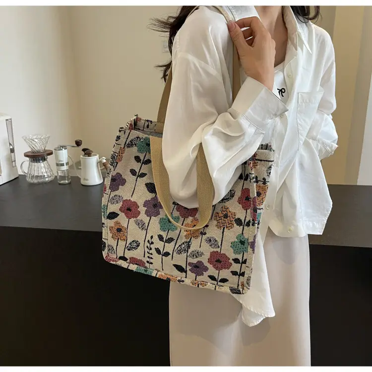 Large Floral Print Commuter Tote Bag for Women — feature 12