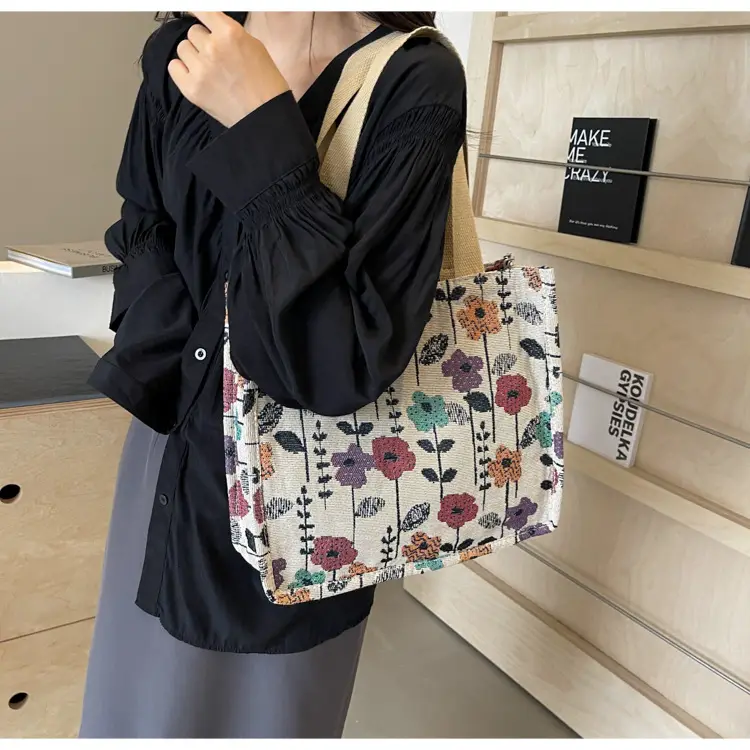 Large Floral Print Commuter Tote Bag for Women — feature 24