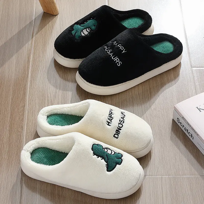 Cute Bear Cotton Slippers for Winter Household Indoor Unisex Non-Slip fleece-lined Thick-Bottom Warm Moon Wool Plush Slippers