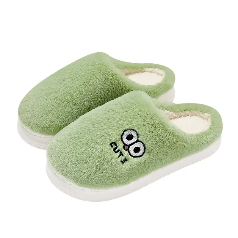 Cute Bear Cotton Slippers for Winter Household Indoor Unisex Non-Slip fleece-lined Thick-Bottom Warm Moon Wool Plush Slippers