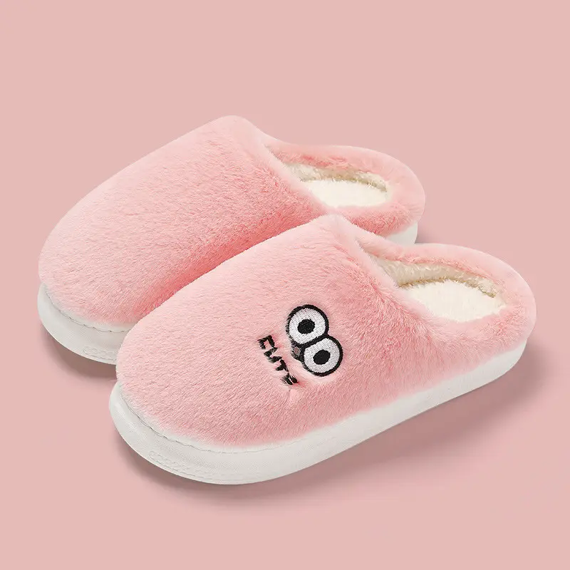 Cute Bear Cotton Slippers for Winter Household Indoor Unisex Non-Slip fleece-lined Thick-Bottom Warm Moon Wool Plush Slippers