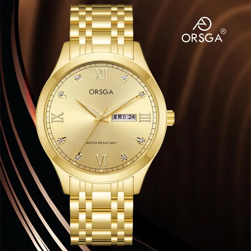 ORSGA Men's Gold Silver Day/Week Watch with Diamond Dial - Image 18