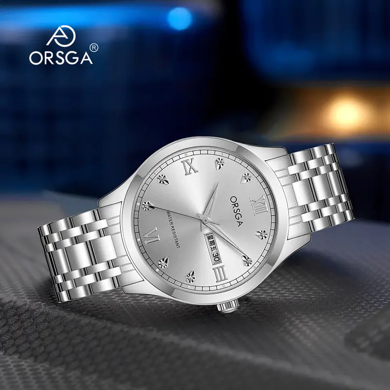 ORSGA Men's Gold Silver Day/Week Watch with Diamond Dial - Image 19