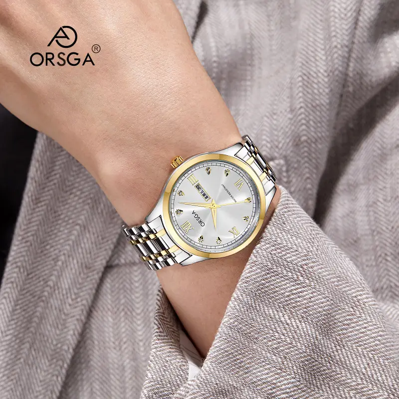 ORSGA Men's Gold Silver Day/Week Watch with Diamond Dial - Image 20