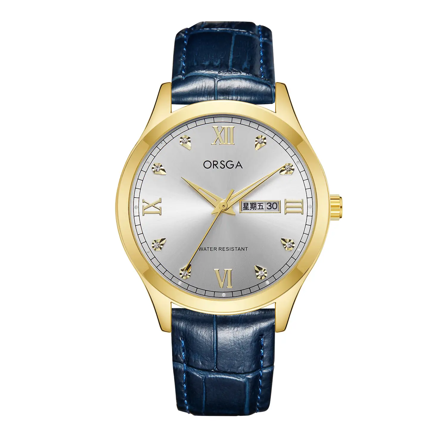 Blue Belt Gold Shell White Face