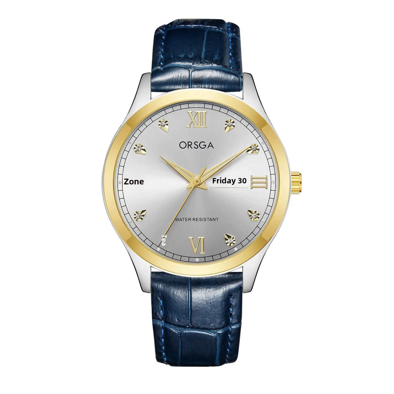 ORSGA Men's Gold Silver Day/Week Watch with Diamond Dial - Image 12