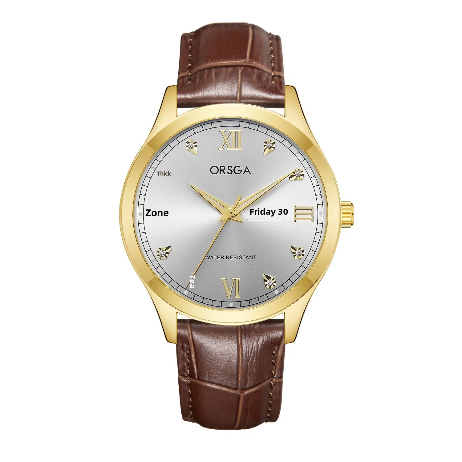 ORSGA Men's Gold Silver Day/Week Watch with Diamond Dial - Image 14