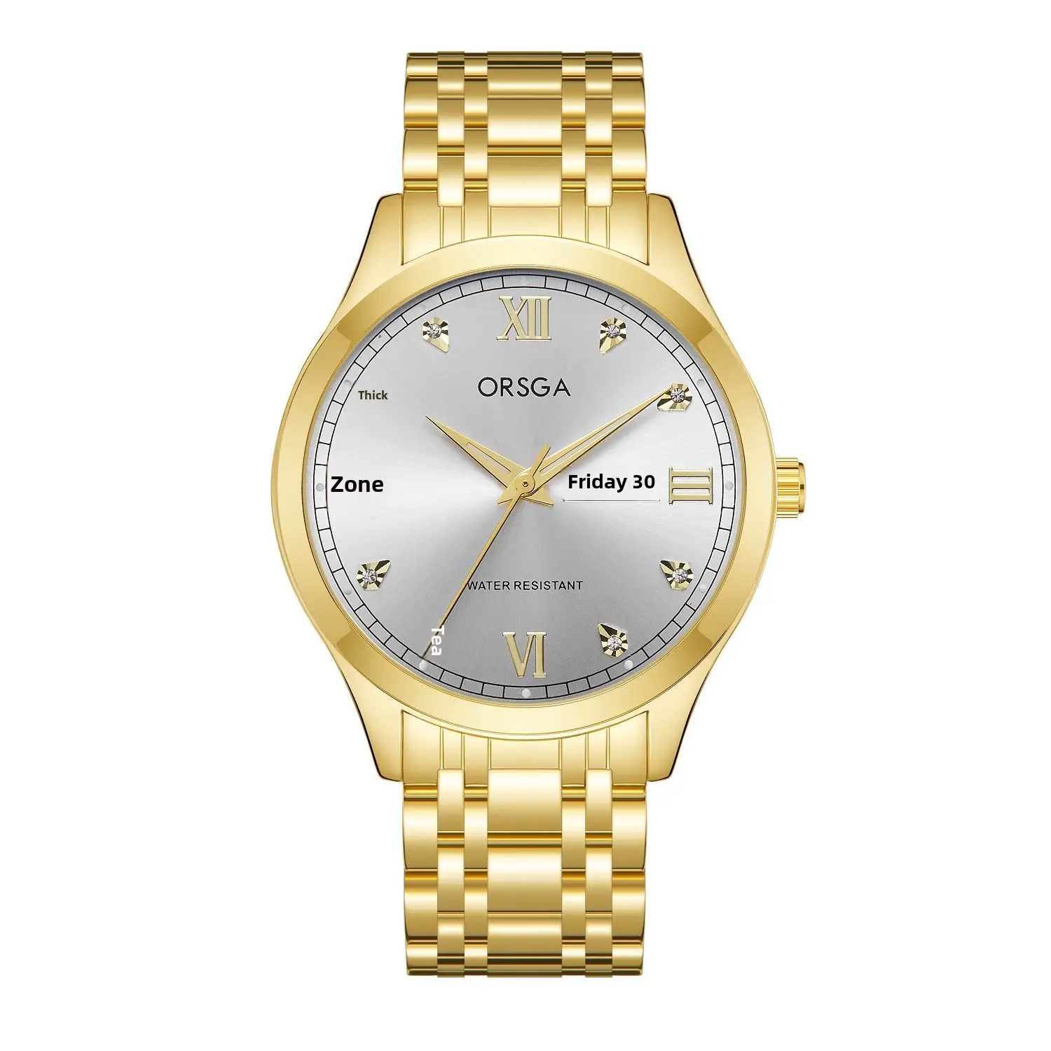 ORSGA Men's Gold Silver Day/Week Watch with Diamond Dial - Image 2