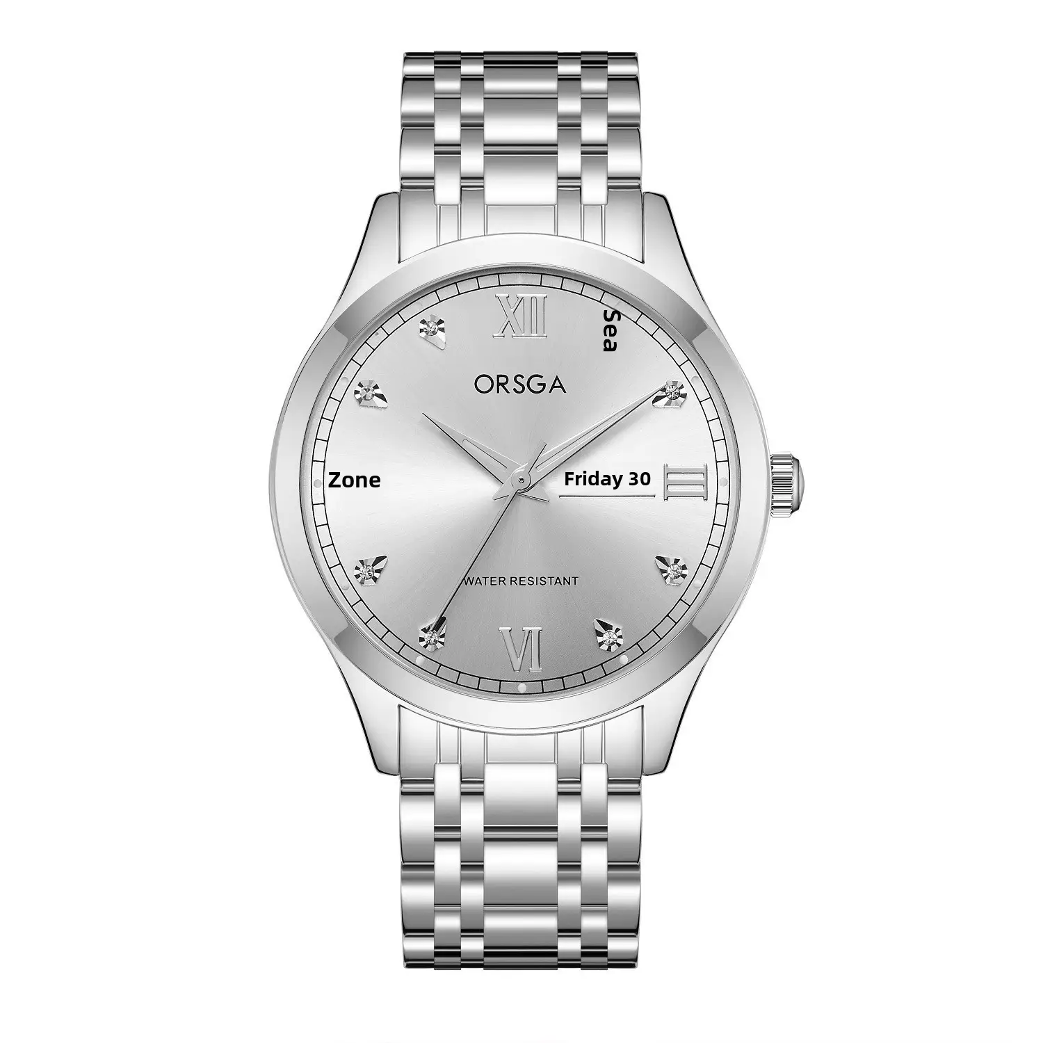 ORSGA Men's Gold Silver Day/Week Watch with Diamond Dial - Image 5