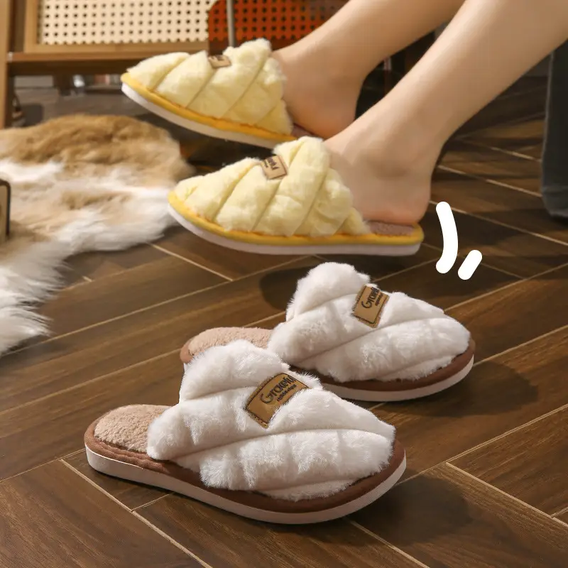 Cotton Slippers for Women Autumn and Winter 2024 New Cute Thick-Soled Indoor Home Use Non-Slip Plush Warm Cotton Slippers for Women