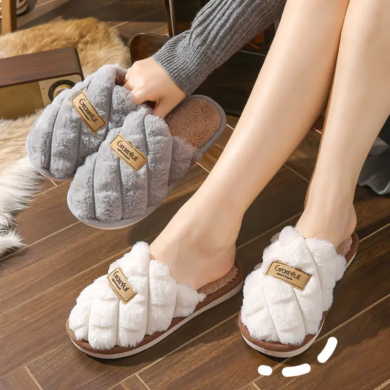 Cotton Slippers for Women Autumn and Winter 2024 New Cute Thick-Soled Indoor Home Use Non-Slip Plush Warm Cotton Slippers for Women