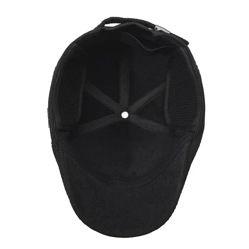 Men's Black Fleece Cap with Ear Protection - Image 6