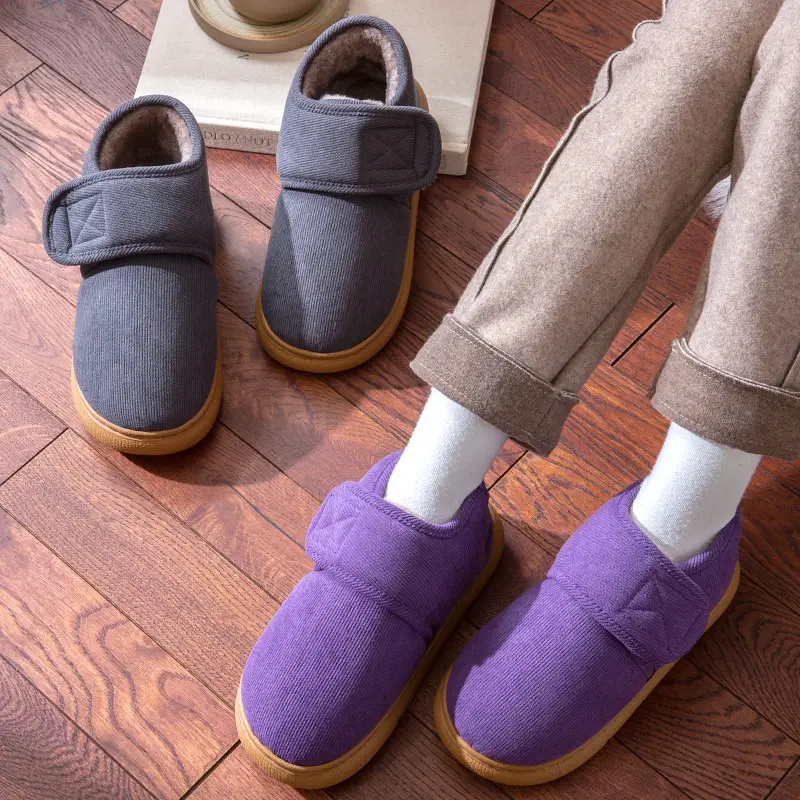 Elderly Women's Cotton Slippers with Heel Cover, Autumn and Winter 2026 New Model, Indoor Home Use, Fleece-Lined, Warm, Non-Slip, Thick-Soled Cotton Shoes - Image 9
