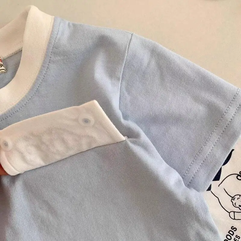 Light Blue Faux Two-Piece T-Shirt for Boys Spring Autumn Wear — feature 11