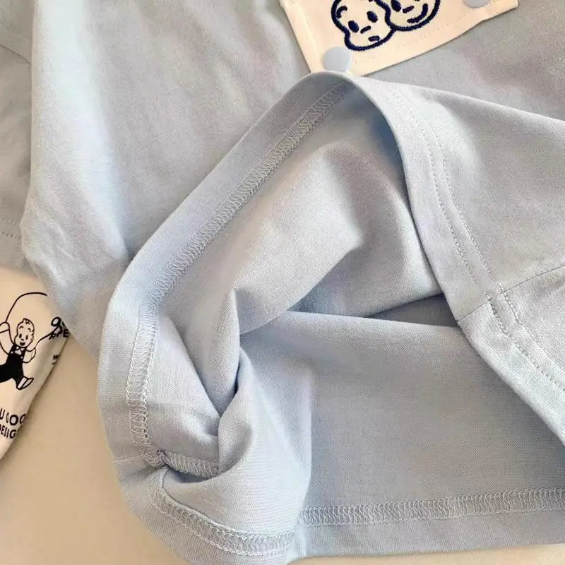 Light Blue Faux Two-Piece T-Shirt for Boys Spring Autumn Wear — feature 15