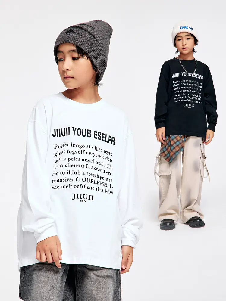 Kids Cotton Long Sleeve T-Shirt with Plaid Pants Set - Image 2
