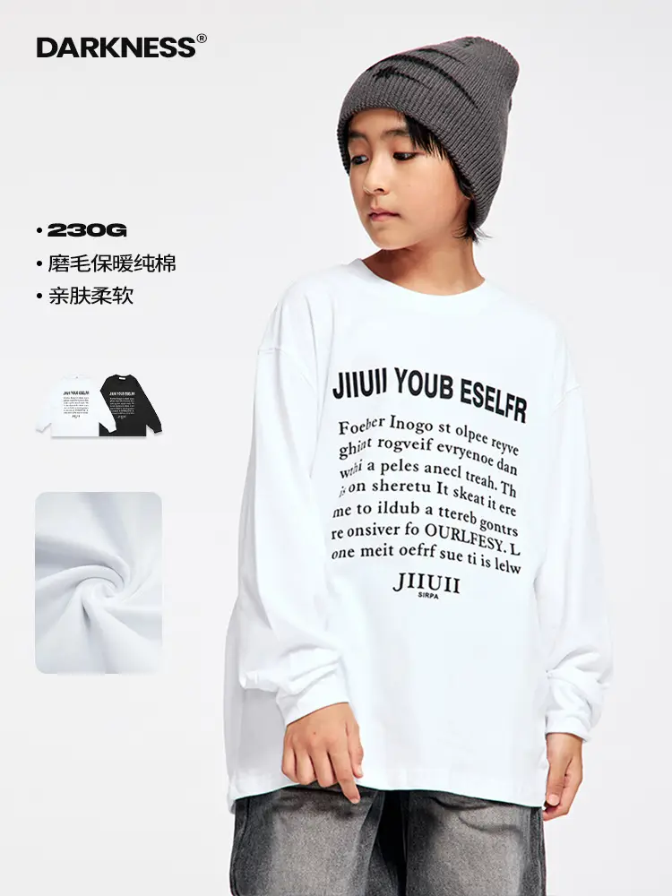 Kids Cotton Long Sleeve T-Shirt with Plaid Pants Set - Image 3