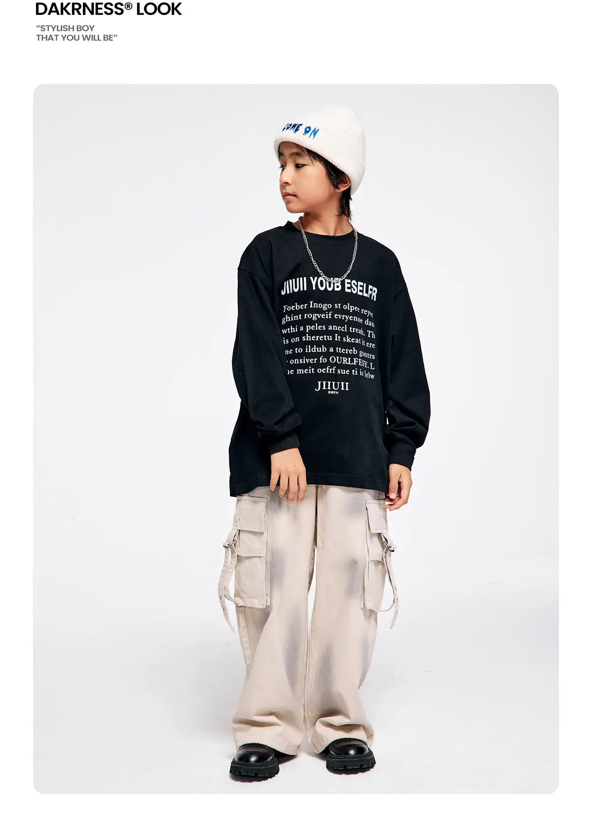 Kids Cotton Long Sleeve T-Shirt with Plaid Pants Set — feature 15