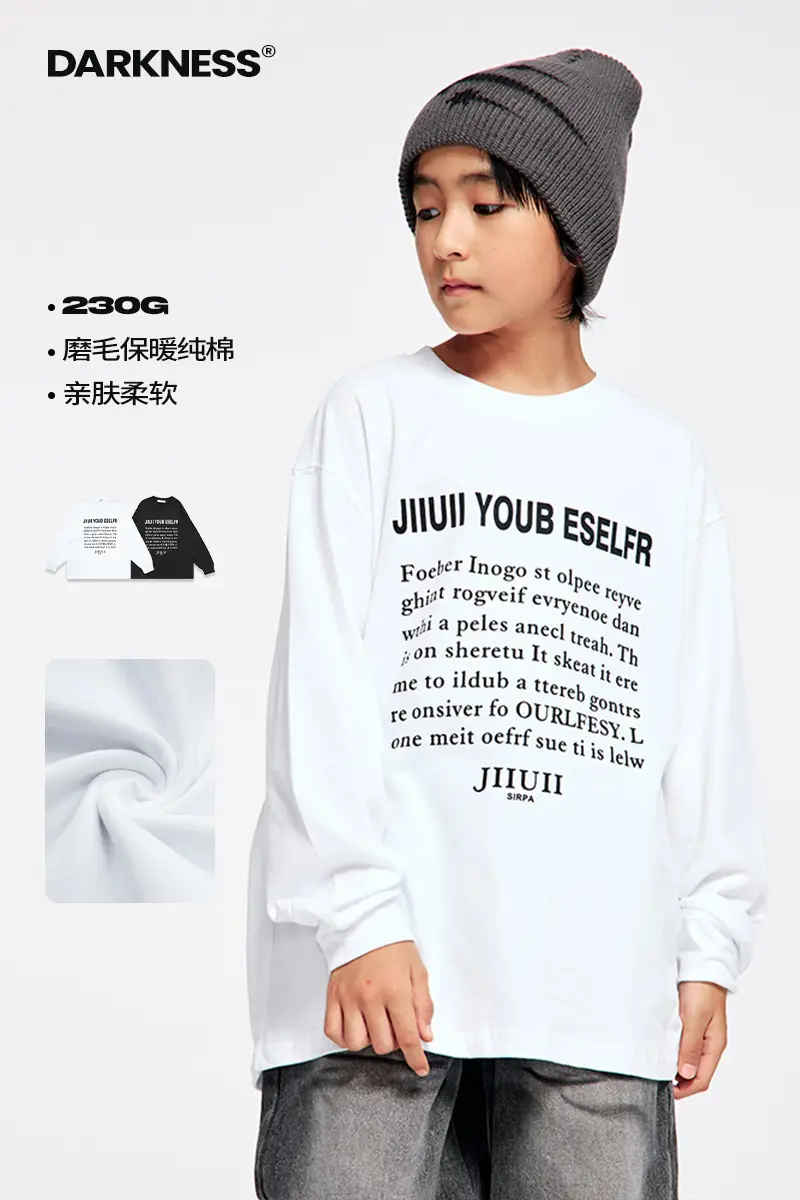 Kids Cotton Long Sleeve T-Shirt with Plaid Pants Set — feature 2