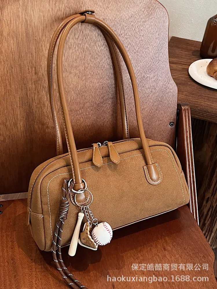 Retro Maroon Shoulder Bag Women 2024 New Autumn - Image 12