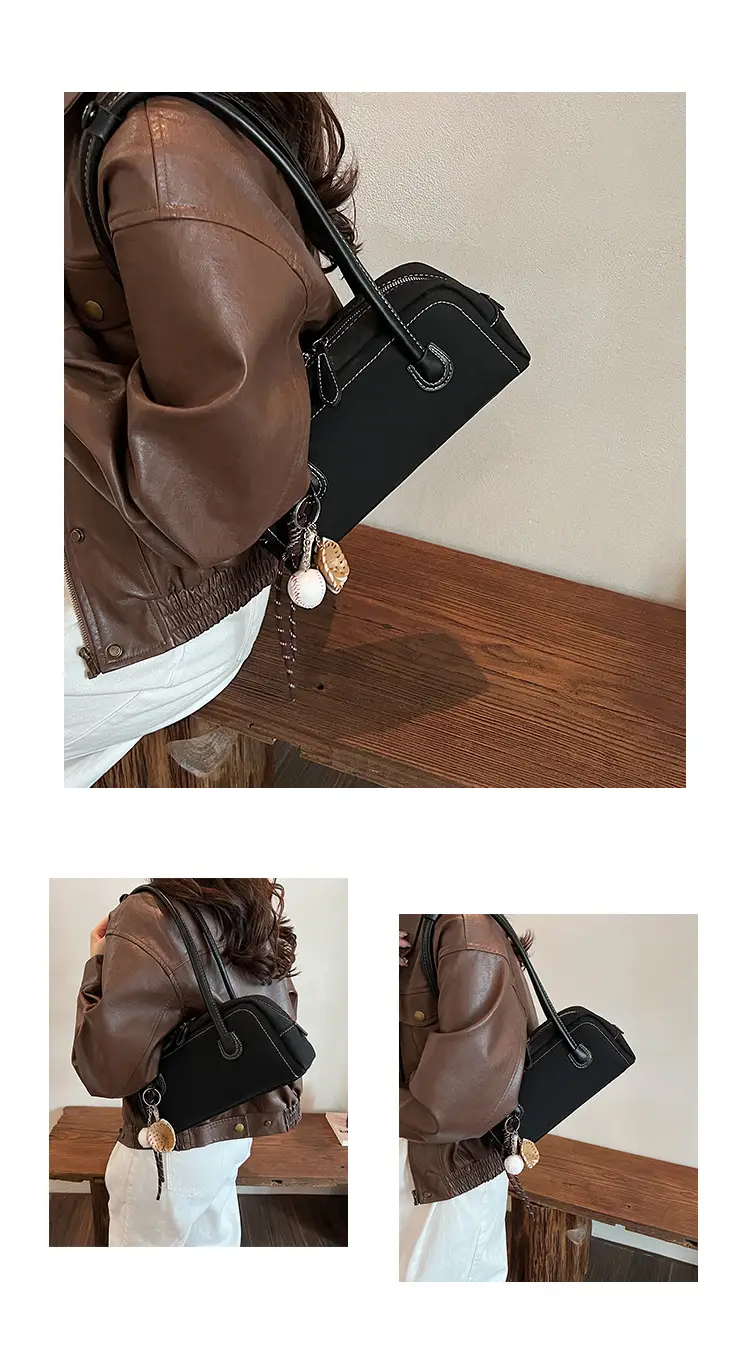 Retro Maroon Shoulder Bag Women 2024 New Autumn — feature 13
