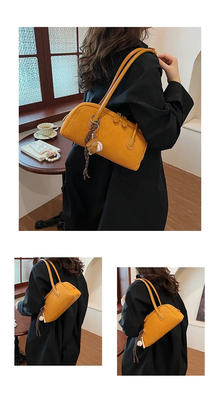 Retro Maroon Shoulder Bag Women 2024 New Autumn — feature 14