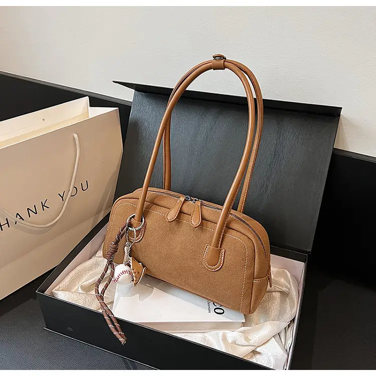 Retro Maroon Shoulder Bag Women 2024 New Autumn — feature 17