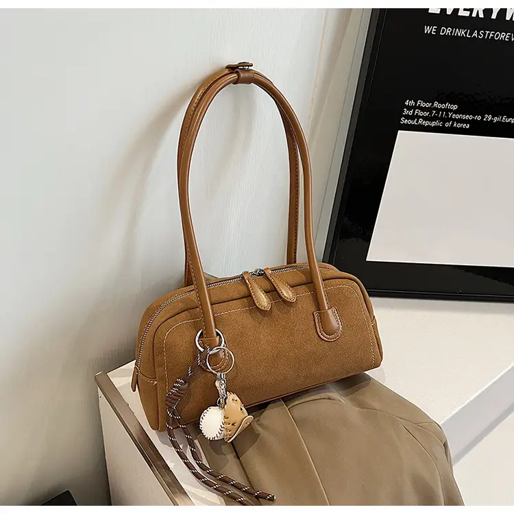 Retro Maroon Shoulder Bag Women 2024 New Autumn — feature 18