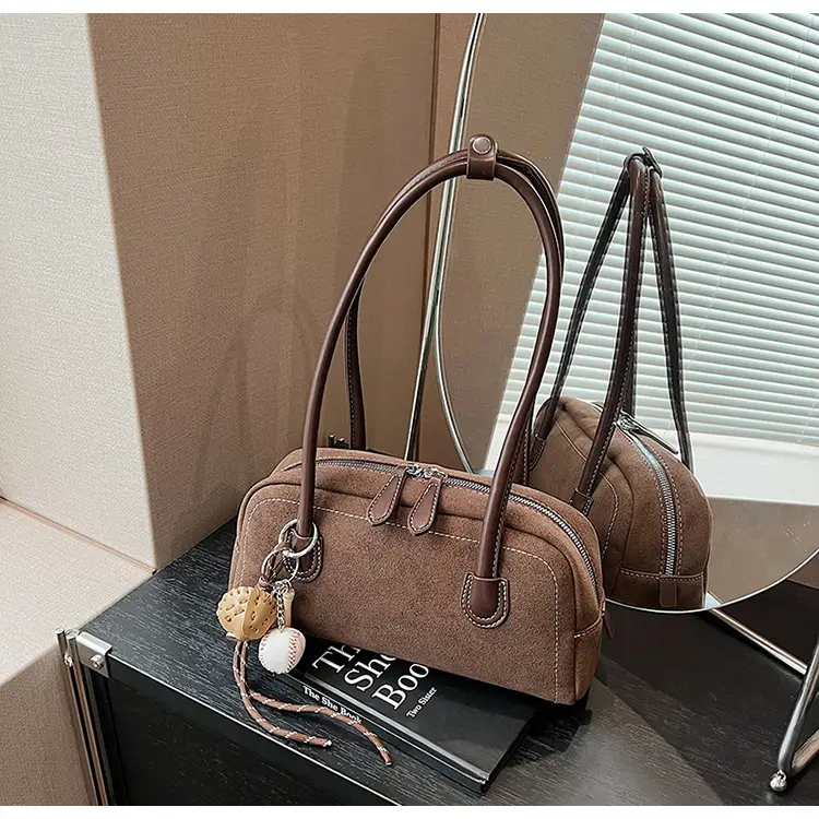 Retro Maroon Shoulder Bag Women 2024 New Autumn — feature 23