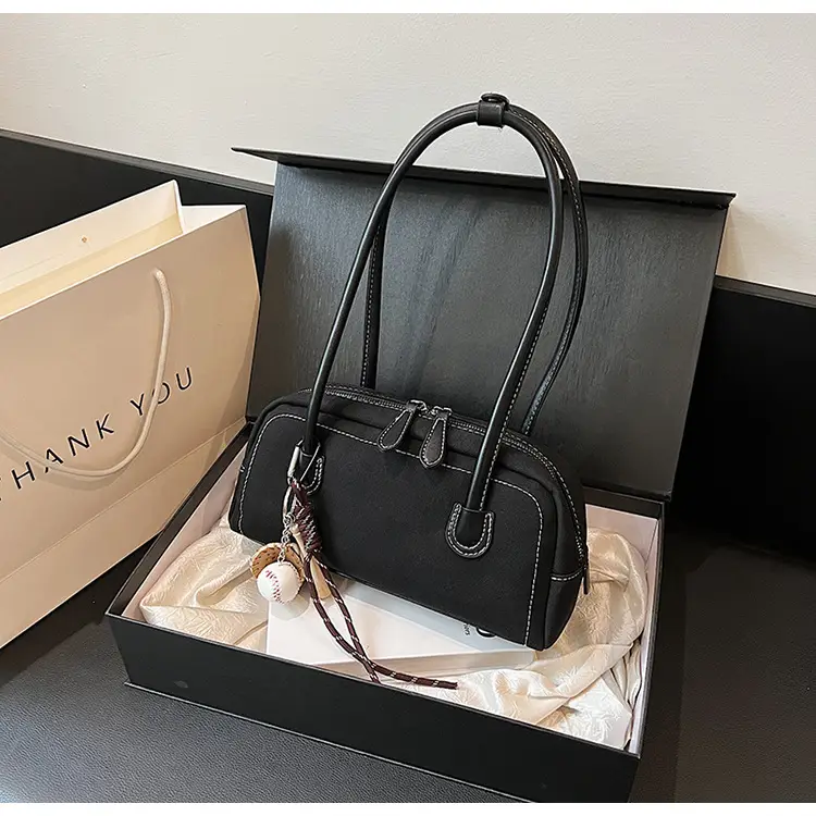 Retro Maroon Shoulder Bag Women 2024 New Autumn — feature 25