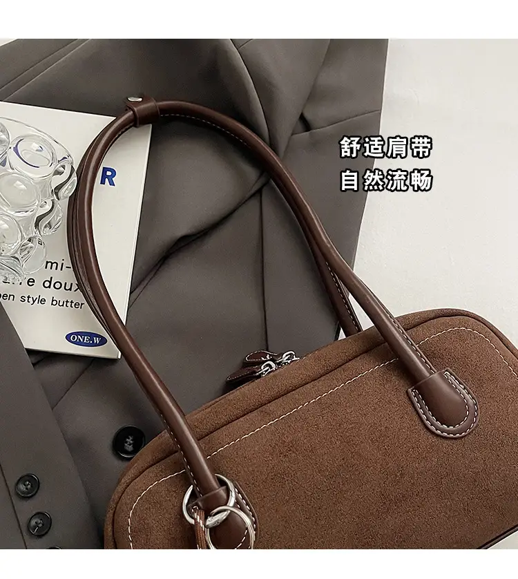 Retro Maroon Shoulder Bag Women 2024 New Autumn — feature 4