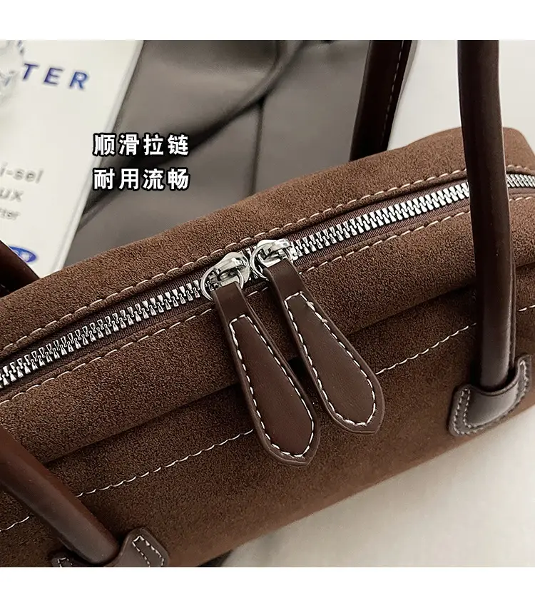 Retro Maroon Shoulder Bag Women 2024 New Autumn — feature 5