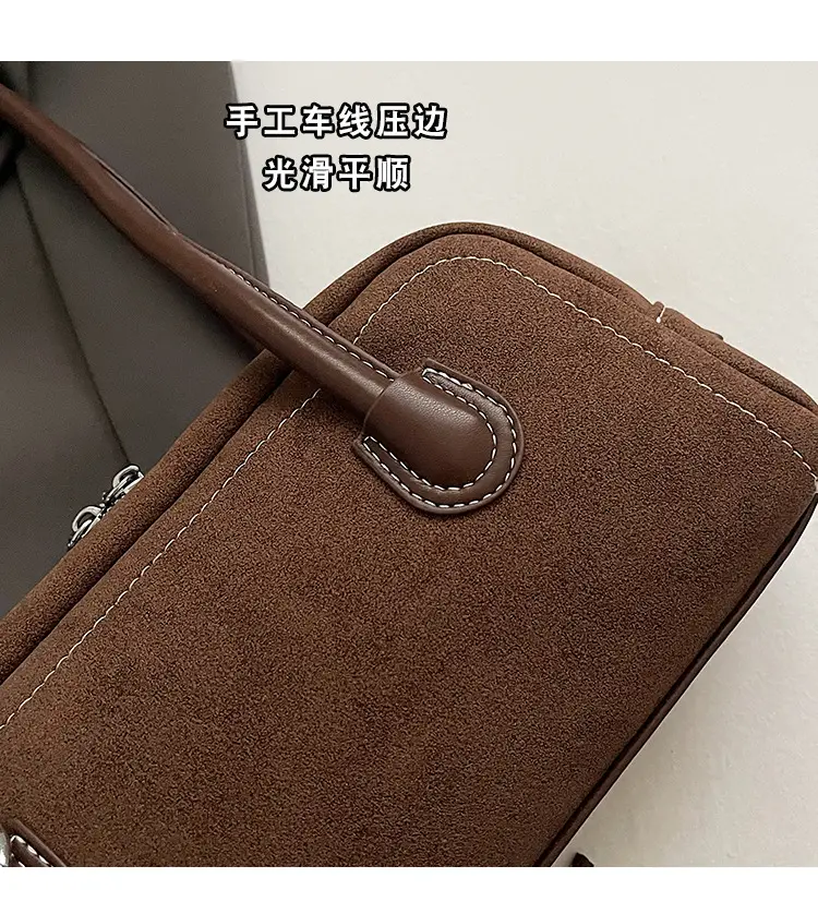 Retro Maroon Shoulder Bag Women 2024 New Autumn — feature 6