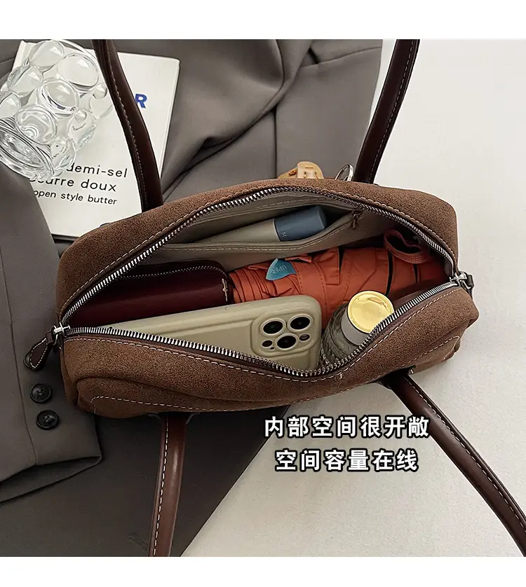Retro Maroon Shoulder Bag Women 2024 New Autumn — feature 9