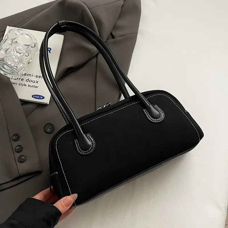 Retro Maroon Shoulder Bag Women 2024 New Autumn - Image 2