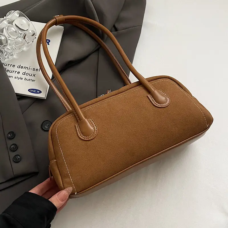 Retro Maroon Shoulder Bag Women 2024 New Autumn - Image 4