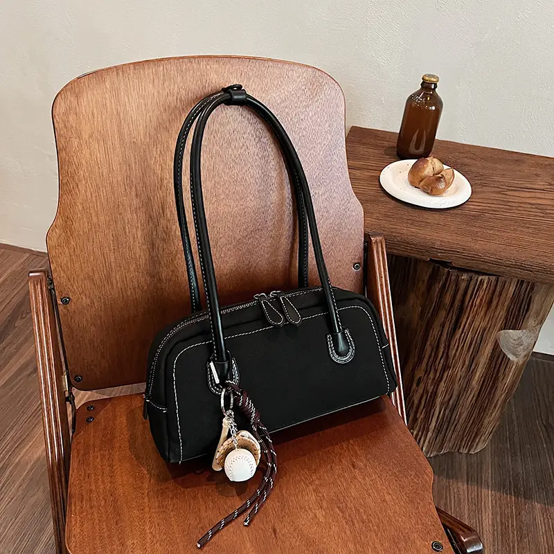 Retro Maroon Shoulder Bag Women 2024 New Autumn - Image 6