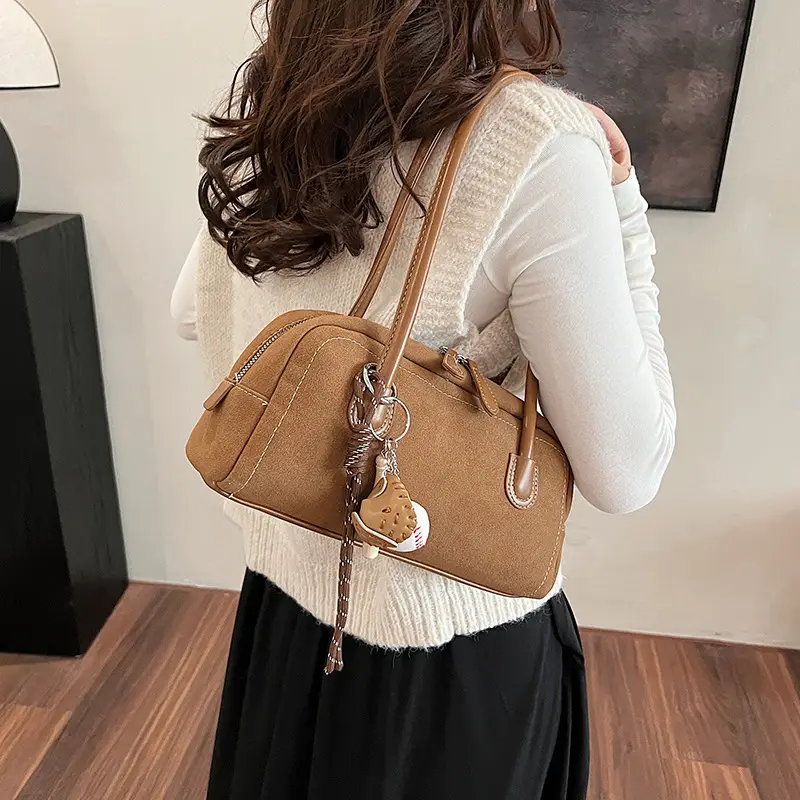 Retro Maroon Shoulder Bag Women 2024 New Autumn - Image 8