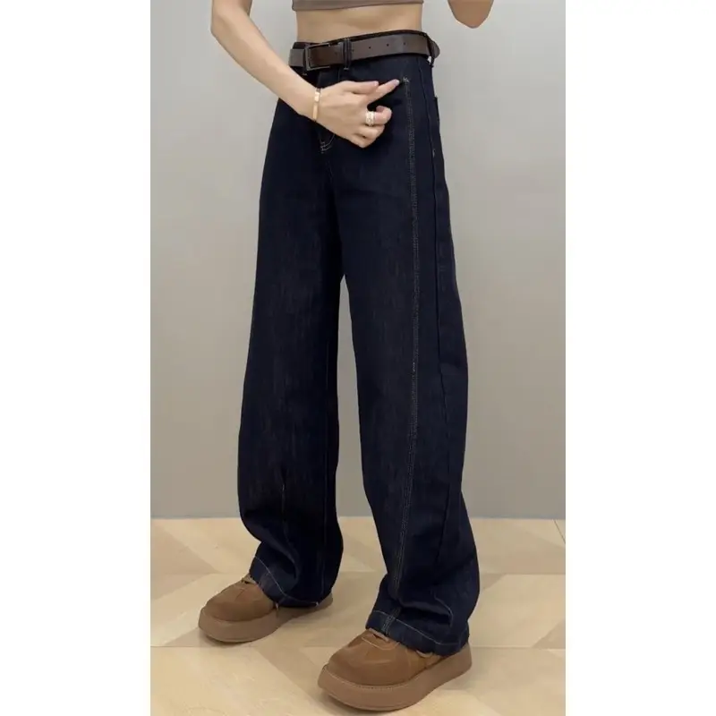 Dark Blue Wide Leg Jeans Women 2024