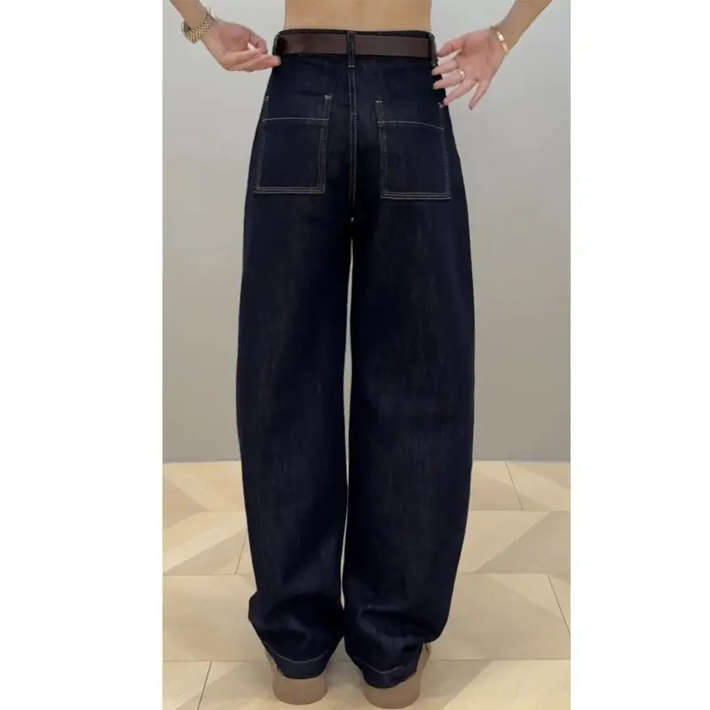 Dark Blue Wide Leg Jeans Women 2024